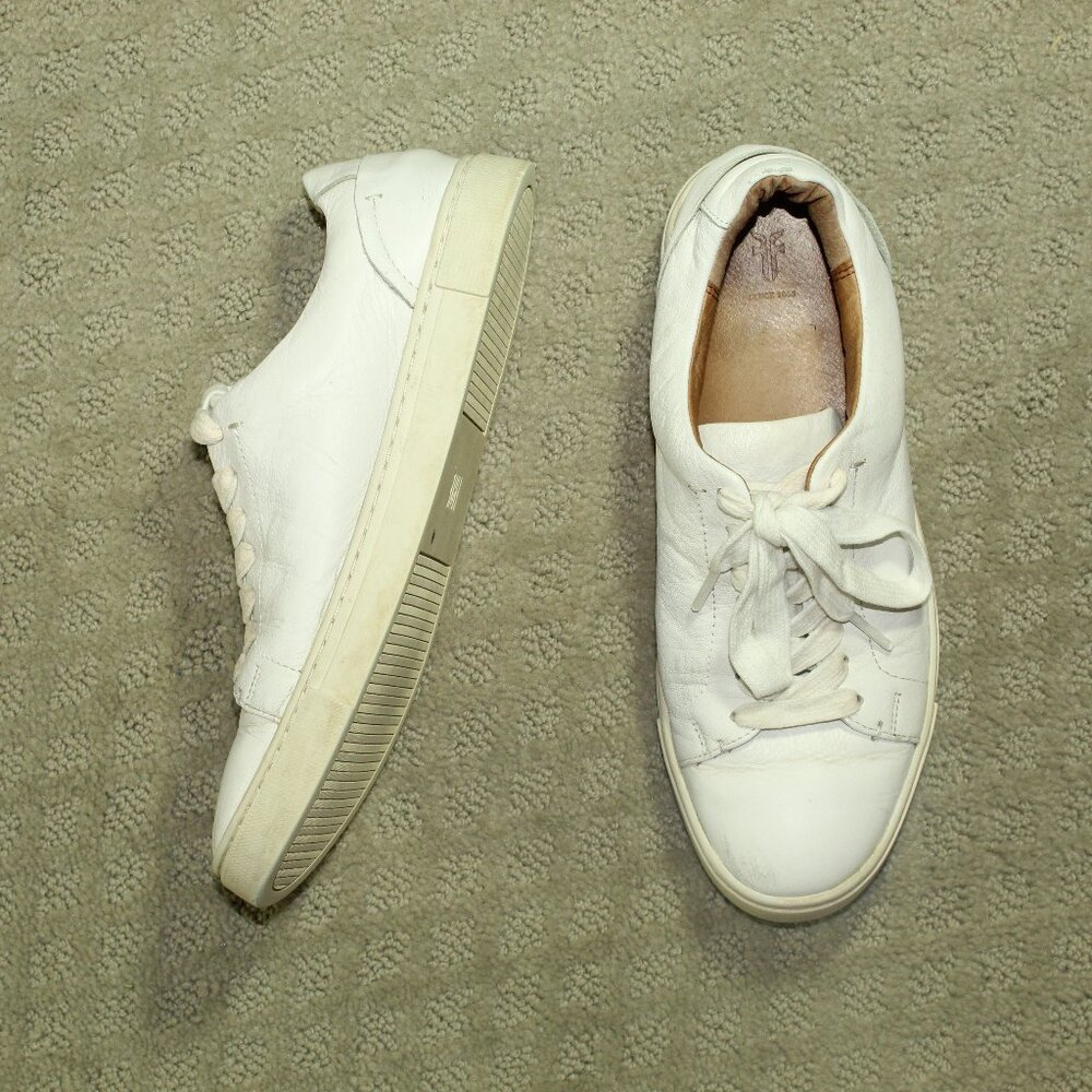 Frye Women's 6M White Leather Low Top Lace Up Sneakers